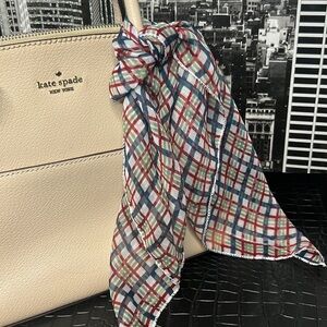 Plaid Print Multi Use Scarf - Bag tie, handle wrap, Neck